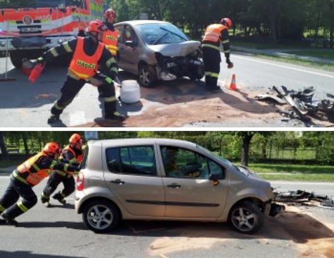 Jeden zraněný po nehodě v Hodoníně, auto se s dodávkou střetlo v Purkyňově ulici
