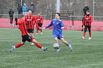 Hodonínští fotbalisté (v červeném) porazili Raču 2:0.