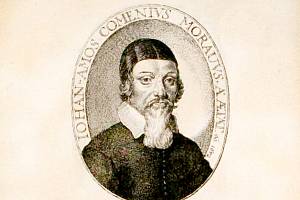 George Glover - Jan Amos Komenský, A Reformation of Scholees, ryto v Londýně v roce 1642 (Praha, Národní knihovna České republiky) – nejstarší známé a dochované vyobrazení Komenského.