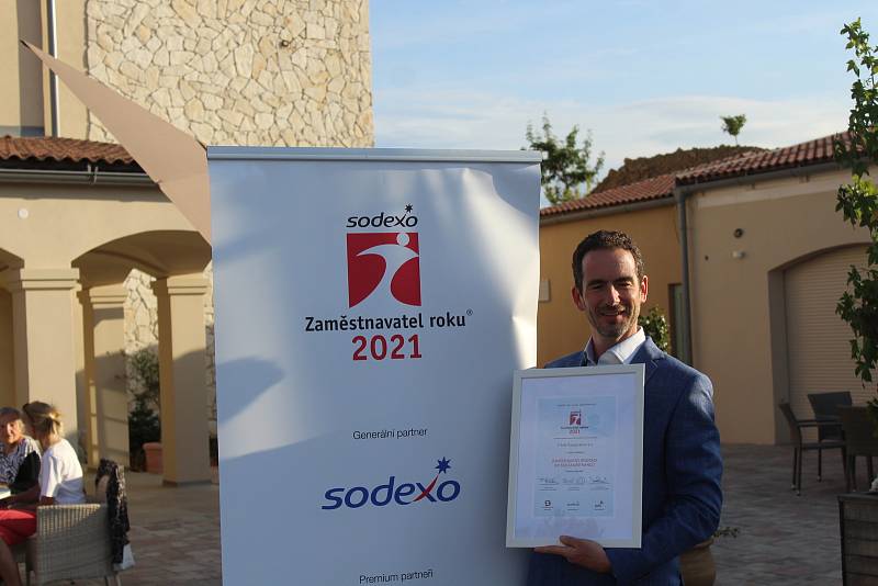 Ocenění Sodexo Zaměstnavatele roku 2021 Jihomoravského a Zlínského kraje v Archlebově v sídle Vinařství Spielberg.