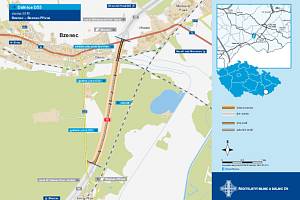Trasa úseku dálnice D55 mezi Bzencem a Bzencem Přívozem.