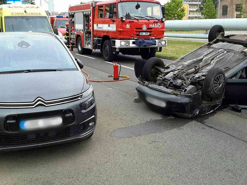 Nehoda v Žižkově ulici v Hodoníně.