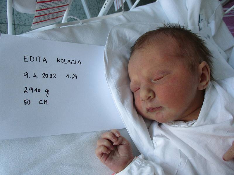 Edita Kolacia, 9.4.2022, Hodonín, Nemocnice Břeclav, 2910 g, 50 cm