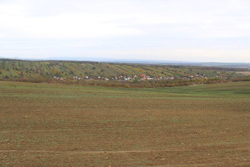 Výhled od rozestavěné rozhledny nad Mutěnicemi.