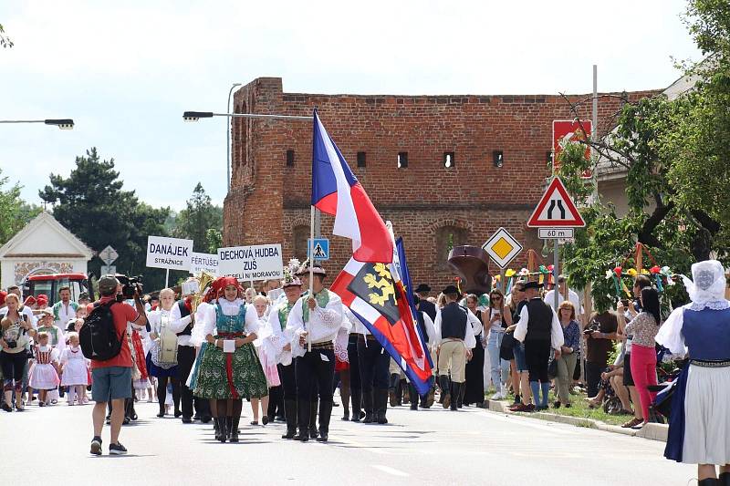 Ze slavnostního průvodu Mezinárodního folklorního festivalu ve Strážnici.