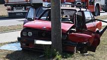 Srážka motorky a osobního auta v Moravském Písku. Záchranáři ošetřili celkem pět zraněných, z toho dvě děti.