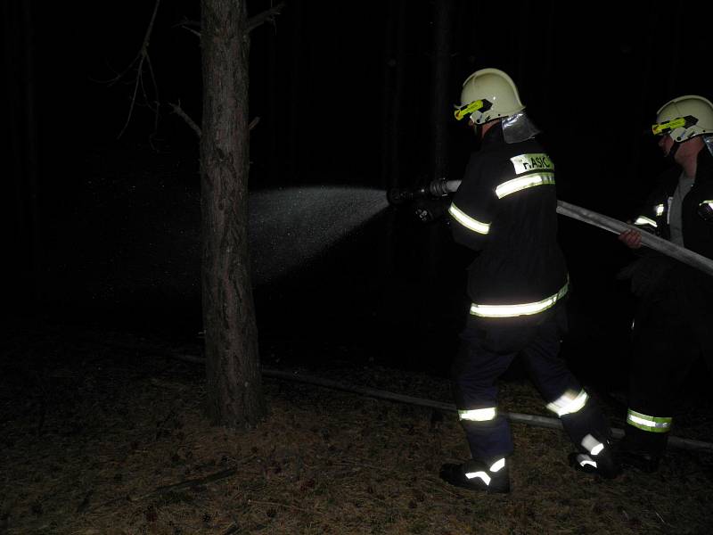 Lesní požár musely řešit hasičské jednotky od půl dvanácté v noci na pátek jižně od Vracova.