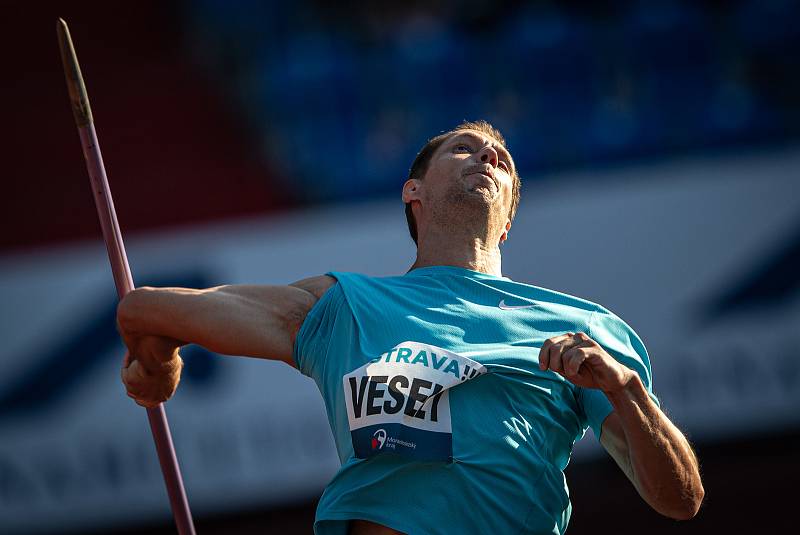 Zlatá tretra Ostrava - 59. ročník atletického mítinku, 8. září 2020 v Ostravě. Hod oštěpem Vítězslav Veselý.