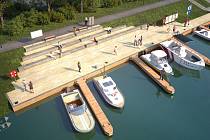 Po nové plavební sezoně má začít vznikat nové přístaviště v Hodoníně. Vizualizace se souhlasem ŘVC