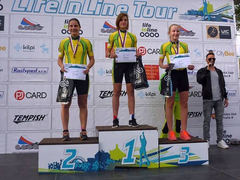 Veselské in-line bruslařky na národním šampionátu v půlmaratonu v kategorii kadetek obsadily stupně vítězů.