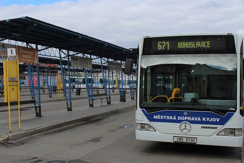 Stávka řidičů autobusů v Kyjově.