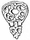 Bronzové kování opasku s motivem dvou gryfů z Mikulčic.