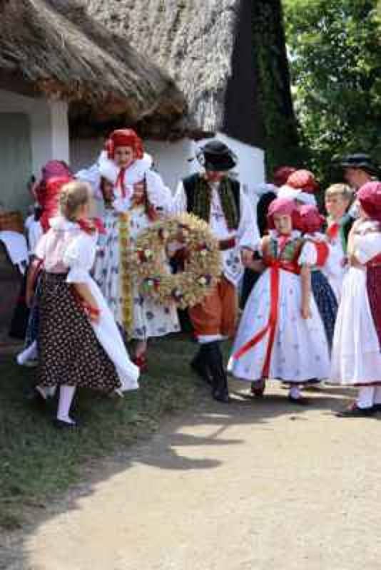 Dožínky ve skanzenu jsou ve Strážnici již tradiční folklorní akcí.