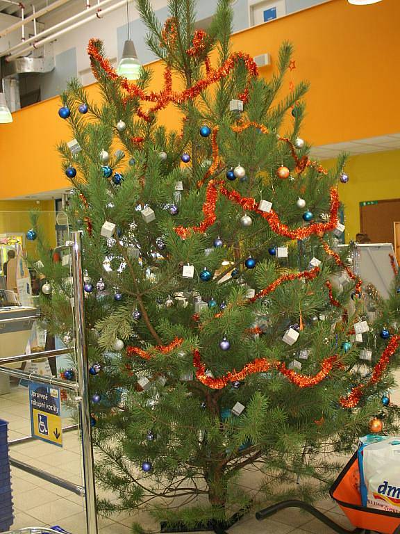HODONÍNSKO: Vánoční charitativní strom se nachází v Albert Hypermarketu v Hodoníně. Plní konkrétní přání dětí z dětských domovů a ústavů na jižní Moravě.