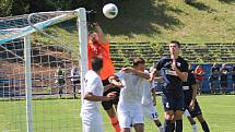 V úvodním kole nového ročníku MSFL porazil nováček FK Blansko (modré dresy) v regionálním derby tým MFK Vyškov 3:1.