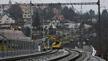Proměna stanice v Bílovicích nad Svitavou na Brněnsku při rekonstrukci železničního koridoru Brno - Blansko.