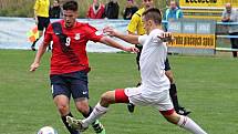 V pátém kole divize hrálo FK Blansko (v červeném) s HFK Třebíč nerozhodně 2:2.