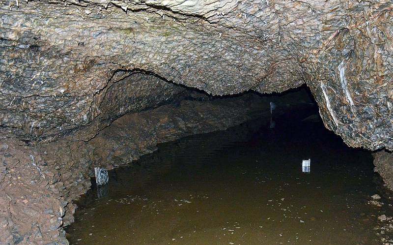 Ještě v první polovině týdne tudy prošli lidé suchou nohou, nyní je z jezírka na dně Macochy jezero.