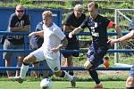 V úvodním kole nového ročníku MSFL porazil nováček FK Blansko (modré dresy) v regionálním derby tým MFK Vyškov 3:1.