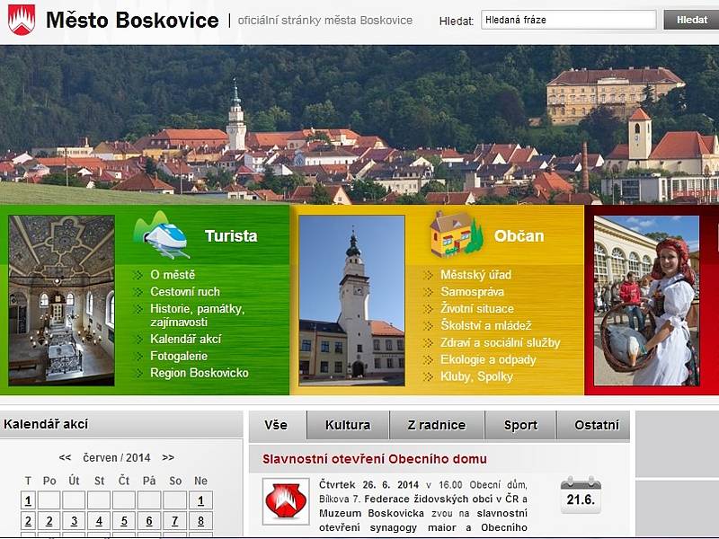 Zatím lidé informace o dění v Boskovicích získávají ze starého webu.