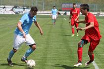 V krajském přeboru fotbalistů remizoval Tatran Bohunice (červené dresy) s FC Boskovice 1:1.