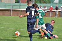 Ve fotbalové divizi D remizoval Tatran Ždírec nad Doubravou (zelené dresy) s FK Blansko 0:0.