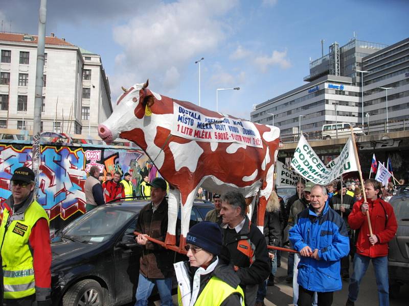 Protest zemědělců v Praze