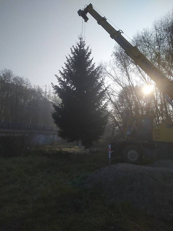 Vánoční strom na Masarykově náměstí v Letovicích.