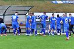 Blanenští fotbalisté (v červeném) remizovali na domácím hřišti s Otrokovicemi 1:1.