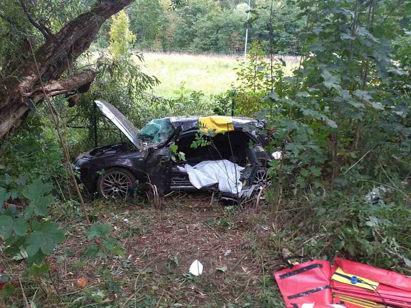 Na okraji Boskovic narazilo auto do stromu. Pro zraněnou spolujezdkyni přiletěl vrtulník.