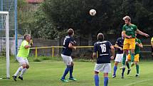 Ve 2. kole krajského přeboru fotbalisté Olympie Ráječko (zelené dresy) porazili FK Mutěnice 3:1.