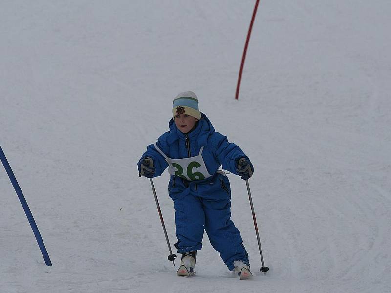 Dětský slalom v lyžařském areálu v Hlubokém u Kunštátu.