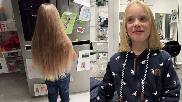 Před a po ostříhání. Nikolka Kršková z Blanska darovala vlasy na dobrou věc.