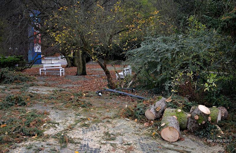 Vichřice na konci října poškodila také střechu na budově Zámeckého skleníku v Boskovicích a stromy v přilehlém parku.