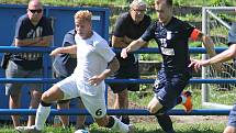 V úvodním kole nového ročníku MSFL porazil nováček FK Blansko (modré dresy) v regionálním derby tým MFK Vyškov 3:1.