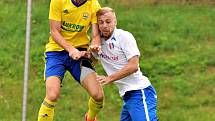 Ve třetím kole Moravskoslezské ligy fotbalisté Blanska (bílé dresy) porazili Fastav Zlív B 1:0.