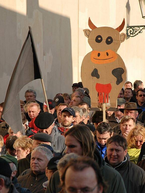 Zemědělci z Blanenska vyrazili protestovat do Prahy