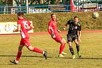 Blanenští fotbalisté (v červeném) na úvod jarní části FORTUNA:NÁRODNÍ LIGY porazili Třinec 2:0.