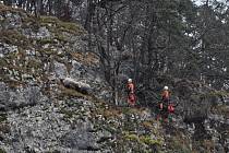 Odvážné manévry na skále podstoupili jihomoravští hasiči při záchraně ovcí, které uvízly na skalní římse ve Sloupu na Blanensku.