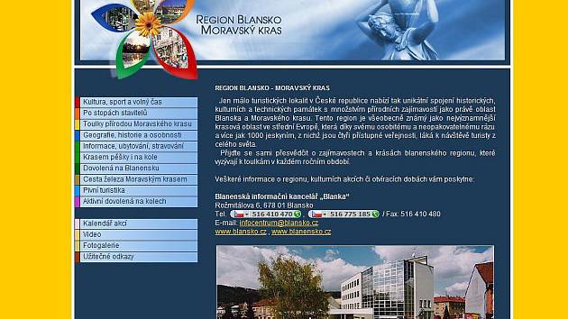 Hlavní strana webového serveru www.blanensko.cz.