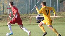 Fotbalisté Kunštátu (v červeném) porazili v I. A třídě Moravskou Slavii Brno 3:2. 