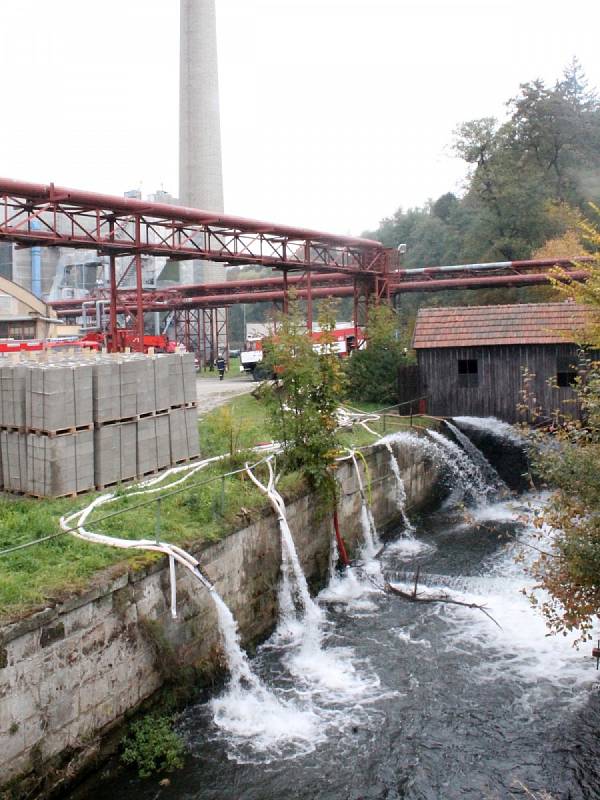 V letovickém průmyslovém areálu zasahovali hasiči u poškozeného stavidla na řece Svitavě.