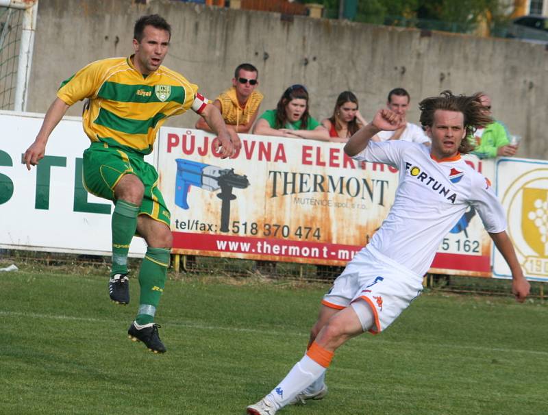 Fotbalisté Blanska nestačili doma ve třetí lize na Mutěnice.