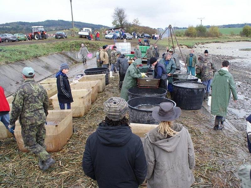 Boskovičtí rybáři  vylovili svůj největší chovný rybník ve Skalici nad Svitavou.