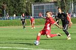 Blanenští fotbalisté (v červeném) v reprezentační přestávce podlehli v přípravném utkání Třinci 0:1.