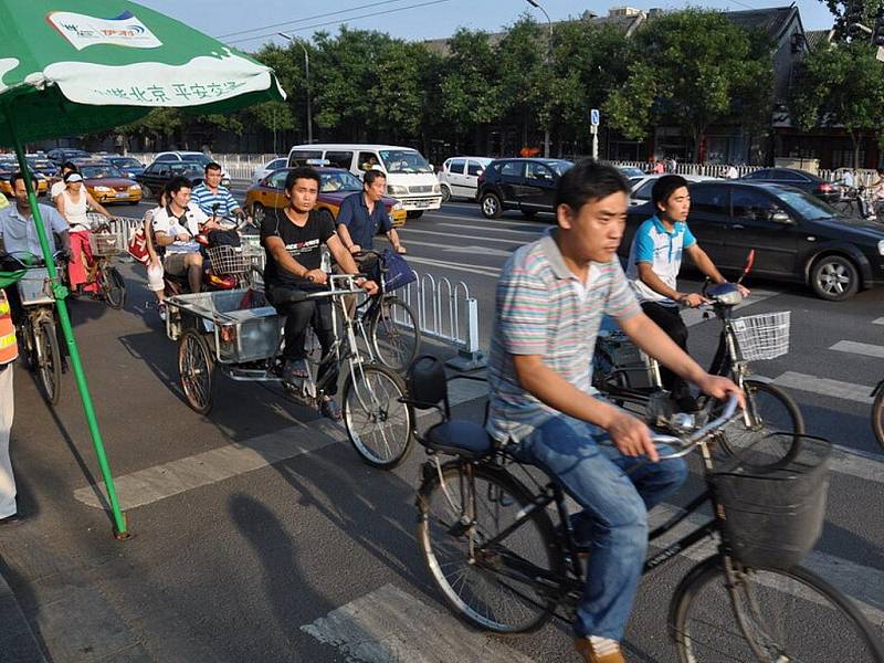 oblíbený dopravní prostředek v Pekingu jsou jízdní kola