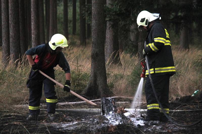 Deset jednotek hasičů zalarmoval v sobotu po šesté večer požár lesa. Hořelo mezi Ostrovem u Macochy, Lipovcem a Krasovou. Krátce před osmou hodinou dostali hasiči oheň po kontrolu.