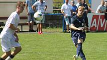 V úvodním kole nového ročníku MSFL porazil nováček FK Blansko (modré dresy) v regionálním derby tým MFK Vyškov 3:1.