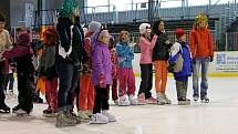 Na ledě zimního stadionu v Boskovicích skotačily děti v převlecích. Konal se tam tradiční karneval..