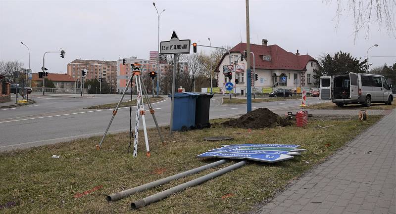 Křižovatka v Sovadinově ulici v Břeclavi